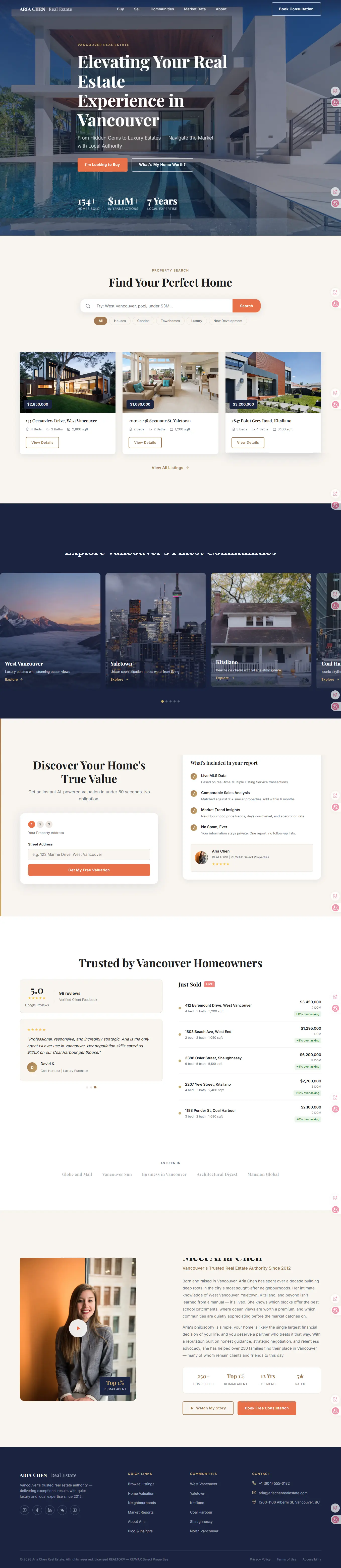 Aria Chen Real Estate — full page screenshot